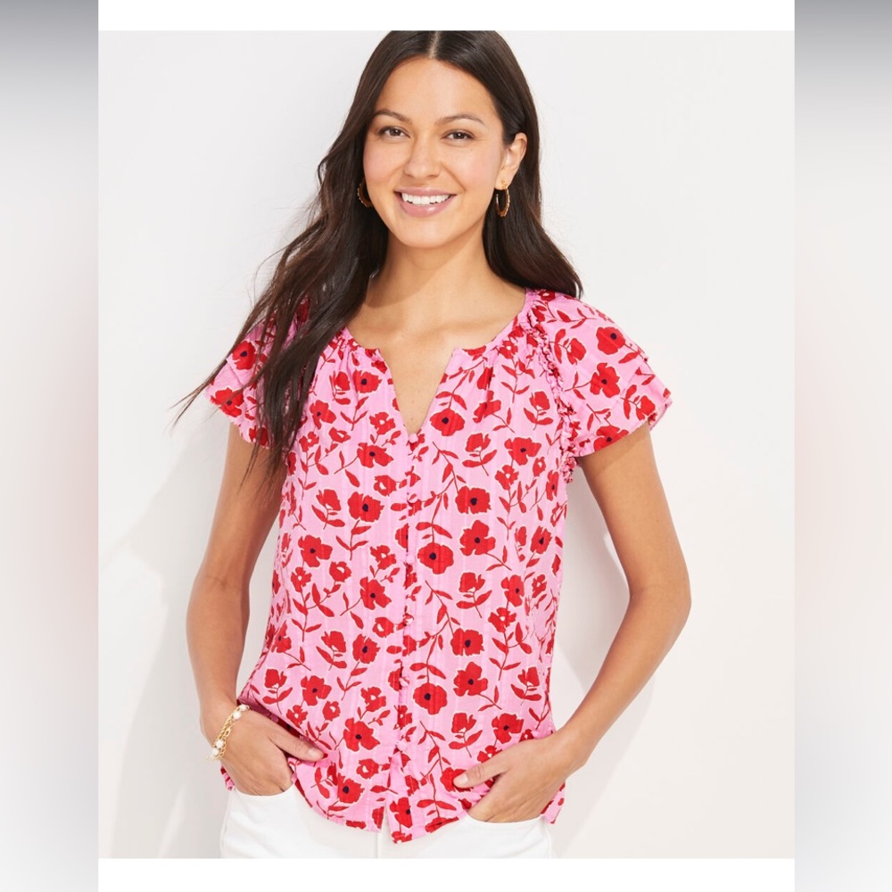 NWT Vineyard and Vines Ruffle Sleeve Top